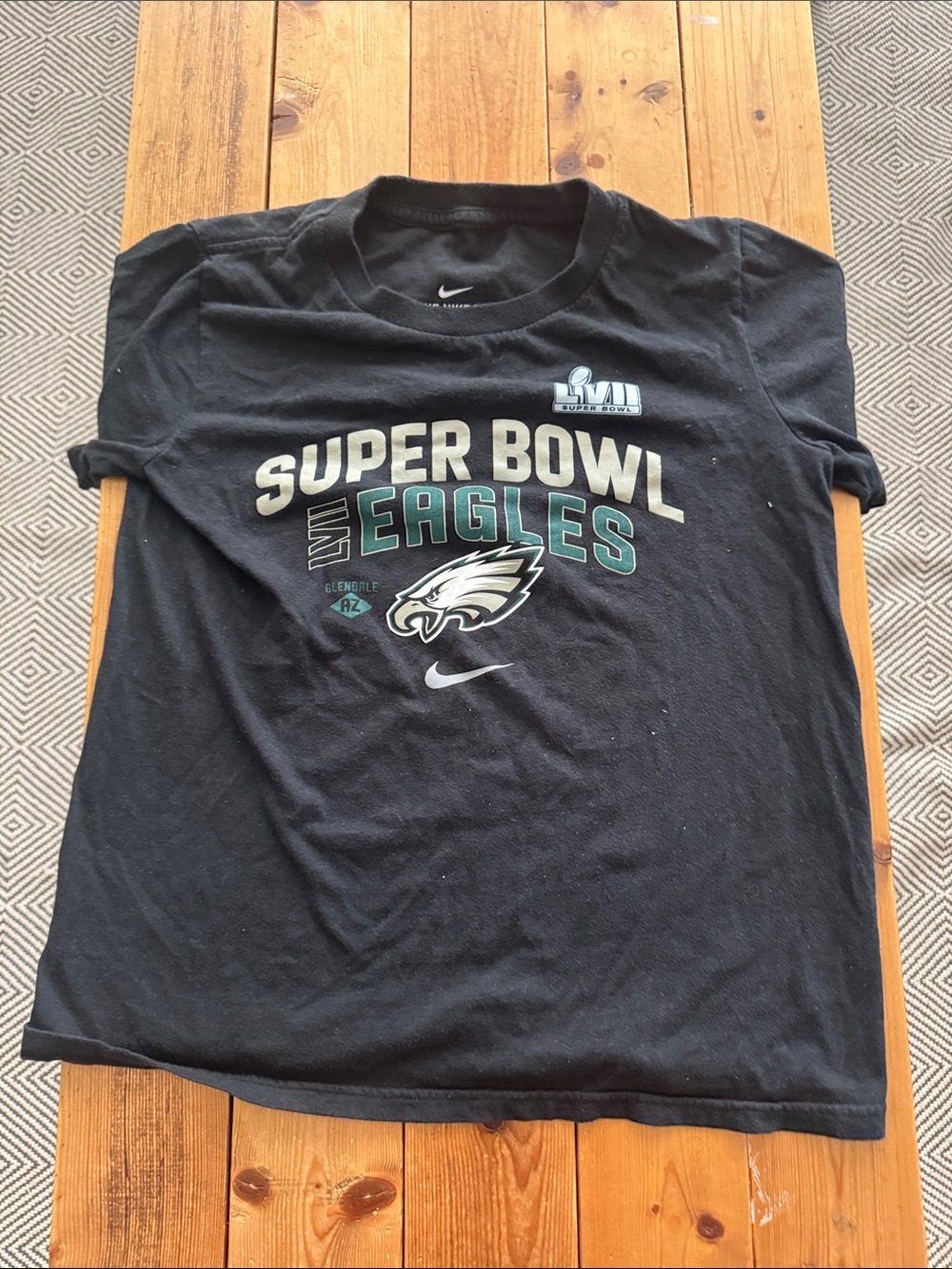 Nike Black Philadelphia Eagles Super Bowl Graphic Tee with Green Accents